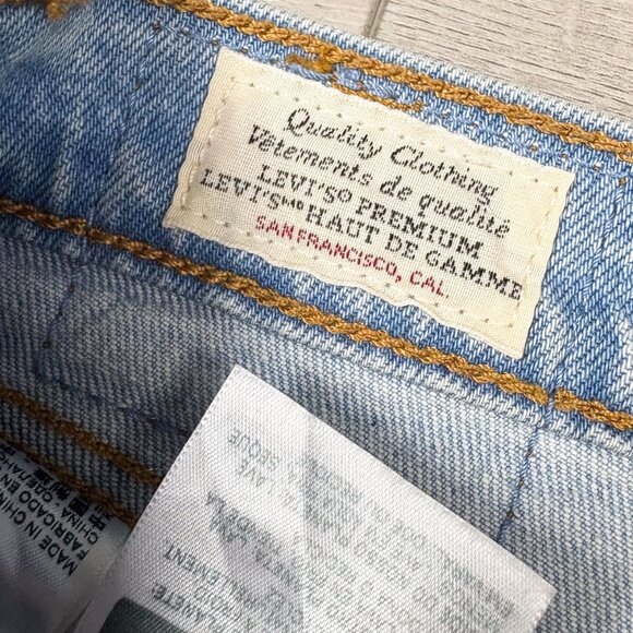 Levi’s Womens 501 Original Sport Stripe Straight Cropped Jeans Light Blue Sz 28 - Picture 5 of 6